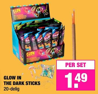 Promoties Glow in the dark sticks - Glow in the Dark - Geldig van 18/06/2018 tot 01/07/2018 bij Big Bazar