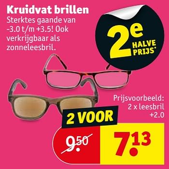 Promoties Kruidvat brillen 2 x leesbril +2.0 - Huismerk - Kruidvat - Geldig van 19/06/2018 tot 24/06/2018 bij Kruidvat