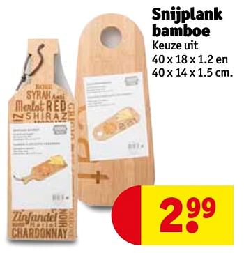 Promoties Snijplank bamboe - Huismerk - Kruidvat - Geldig van 19/06/2018 tot 24/06/2018 bij Kruidvat