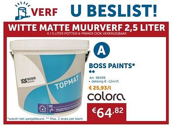 Promotions Boss paints - Boss - Valide de 26/06/2018 à 23/07/2018 chez Zelfbouwmarkt