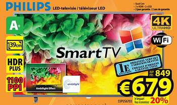 Promoties Philips led-televisie - téléviseur led 55pus6703 - Philips - Geldig van 20/06/2018 tot 26/06/2018 bij ElectroStock