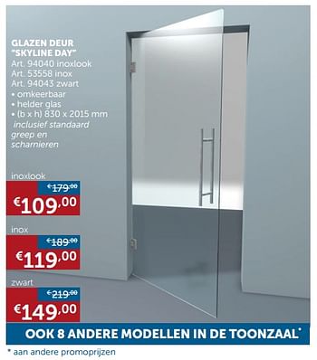 Promoties Glazen deur skyline day inoxlook - Huismerk - Zelfbouwmarkt - Geldig van 26/06/2018 tot 23/07/2018 bij Zelfbouwmarkt