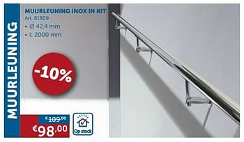Promoties Muurleuning inox in kit - Huismerk - Zelfbouwmarkt - Geldig van 26/06/2018 tot 23/07/2018 bij Zelfbouwmarkt