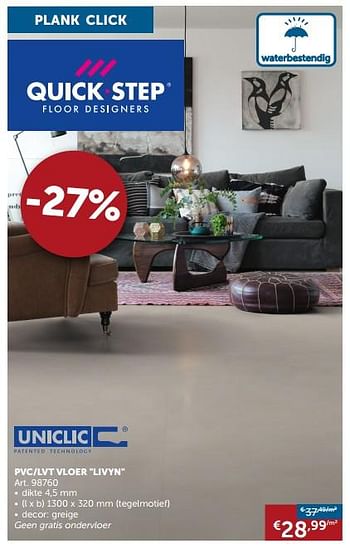 Promoties Pvc-lvt vloer livyn - Uniclic - Geldig van 26/06/2018 tot 23/07/2018 bij Zelfbouwmarkt