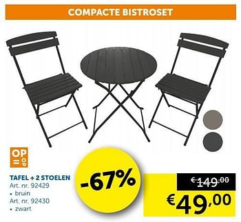Promoties Tafel + 2 stoelen - Huismerk - Zelfbouwmarkt - Geldig van 26/06/2018 tot 23/07/2018 bij Zelfbouwmarkt