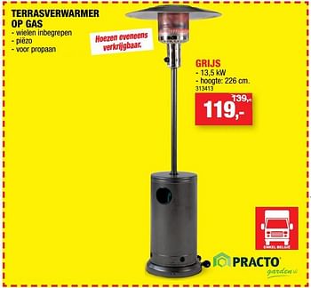 Promoties Practo terrasverwarmer op gas grijs - Practo - Geldig van 13/06/2018 tot 24/06/2018 bij Hubo