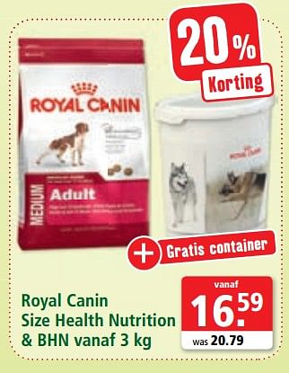 Promoties Royal canin size health nutrition + bhn - Royal Canin - Geldig van 26/06/2018 tot 03/07/2018 bij Maxi Zoo