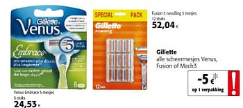 Promoties Gillette alle scheermesjes venus, fusion of mach3 - Gillette - Geldig van 20/06/2018 tot 03/07/2018 bij Colruyt