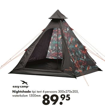Promoties Nightshade tipi tent 4-persoons - Easy Camp - Geldig van 04/06/2018 tot 31/08/2018 bij Europoint