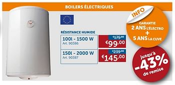 Promotions Boilers électriques - Produit maison - Zelfbouwmarkt - Valide de 26/06/2018 à 23/07/2018 chez Zelfbouwmarkt