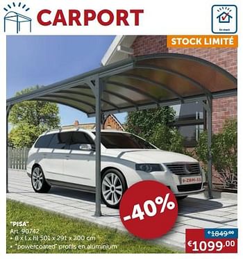 Promotions Carport pisa - Produit maison - Zelfbouwmarkt - Valide de 26/06/2018 à 23/07/2018 chez Zelfbouwmarkt