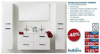 Promoties Meuble salle de bain andress - Belbano - Geldig van 26/06/2018 tot 23/07/2018 bij Zelfbouwmarkt