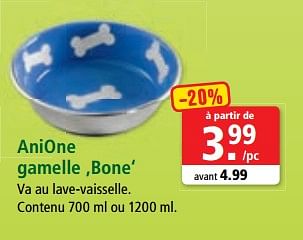 Promotions Anione gamelle ‚bone - Anione - Valide de 26/06/2018 à 03/07/2018 chez Maxi Zoo
