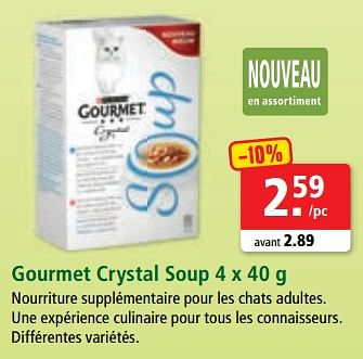 Promotions Gourmet crystal soup - Purina - Valide de 26/06/2018 à 03/07/2018 chez Maxi Zoo