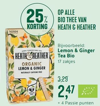 Promoties Lemon + ginger tea bio - Heath & Heather - Geldig van 18/06/2018 tot 08/07/2018 bij Holland & Barret