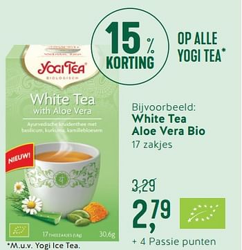 Promoties White tea aloe vera bio - Yogi Tea - Geldig van 18/06/2018 tot 08/07/2018 bij Holland & Barret