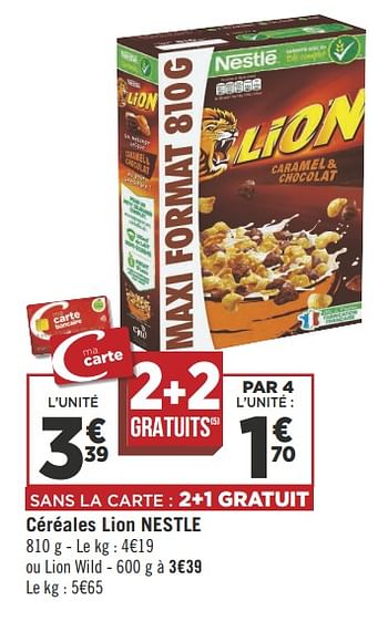 Promotions Céréales lion nestle - Nestlé - Valide de 19/06/2018 à 01/07/2018 chez Géant Casino