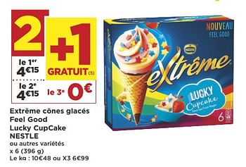 Promotions Extrême cônes glacés feel good lucky cupcake nestle - Nestlé - Valide de 19/06/2018 à 01/07/2018 chez Super Casino