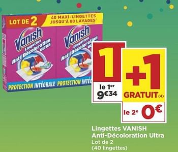 Promoties Lingettes vanish anti-décoloration ultra - Vanish - Geldig van 19/06/2018 tot 01/07/2018 bij Super Casino