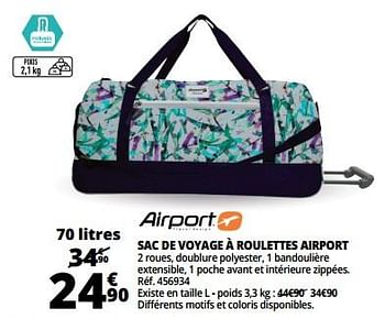 Promoties Sac de voyage à roulettes airport - Airport - Geldig van 20/06/2018 tot 26/06/2018 bij Auchan