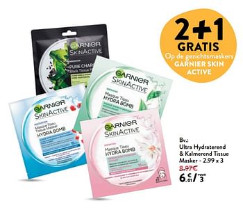 Promoties Garnier skin active ultra hydraterend + kalmerend tissue masker - Garnier - Geldig van 20/06/2018 tot 03/07/2018 bij DI