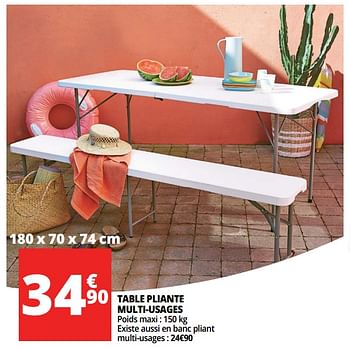 Promotions Table pliante multi-usages - Produit Maison - Auchan Ronq - Valide de 20/06/2018 à 26/06/2018 chez Auchan Ronq