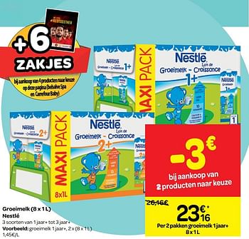 Promoties Groeimelk nestlé - Nestlé - Geldig van 20/06/2018 tot 02/07/2018 bij Carrefour