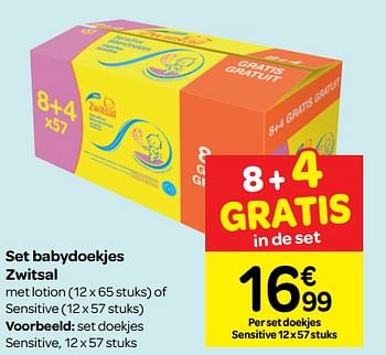 Promoties Set babydoekjes zwitsal - Zwitsal - Geldig van 20/06/2018 tot 02/07/2018 bij Carrefour