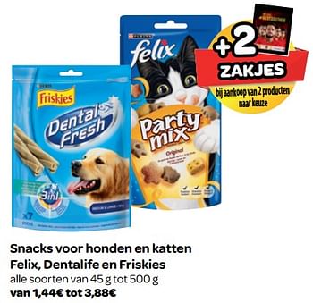 Promoties Snacks voor honden en katten felix, dentalife en friskies - Friskies - Geldig van 20/06/2018 tot 02/07/2018 bij Carrefour