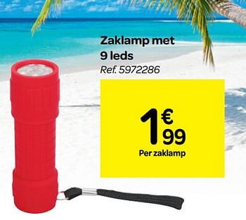 Promoties Zaklamp met 9 leds - Huismerk - Carrefour  - Geldig van 20/06/2018 tot 02/07/2018 bij Carrefour