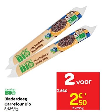 Promoties Bladerdeeg carrefour bio - Huismerk - Carrefour  - Geldig van 20/06/2018 tot 25/06/2018 bij Carrefour
