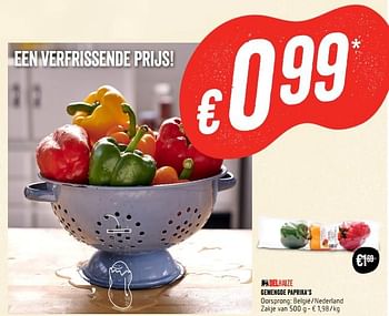Promoties Gemengde paprika`s oorsprong: belgië-nederland zakje - Huismerk - Delhaize - Geldig van 21/06/2018 tot 27/06/2018 bij Delhaize