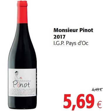 Promoties Monsieur pinot 2017 i.g.p. pays d`oc - Rode wijnen - Geldig van 20/06/2018 tot 03/07/2018 bij Colruyt