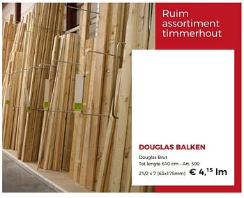 Promotions Douglas balken douglas brut - Produit maison - Woodtex - Valide de 23/06/2018 à 01/08/2018 chez Woodtex