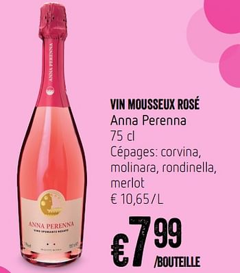 Promotions Vin mousseux rosé anna perenna - Mousseux - Valide de 21/06/2018 à 27/06/2018 chez Delhaize