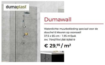 Promoties Dumawall Waterdichte muurbekleding speciaal voor de  douche - Dumaplast - Geldig van 23/06/2018 tot 01/08/2018 bij Woodtex