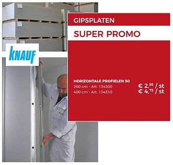 Promoties Gipsplaten horizontale profielen 50 - Knauf - Geldig van 23/06/2018 tot 01/08/2018 bij Woodtex