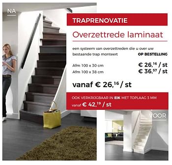 Promoties Traprenovatie overzettrede laminaat - Huismerk - Woodtex - Geldig van 23/06/2018 tot 01/08/2018 bij Woodtex