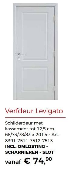 Promoties Verfdeur levigato - Huismerk - Woodtex - Geldig van 23/06/2018 tot 01/08/2018 bij Woodtex