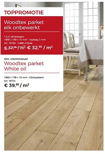 Promoties Woodtex parket eik onbewerkt - Huismerk - Woodtex - Geldig van 23/06/2018 tot 01/08/2018 bij Woodtex