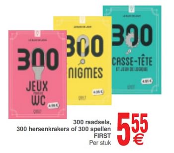 Promoties 300 raadsels, 300 hersenkrakers of 300 spellen first - Huismerk - Cora - Geldig van 19/06/2018 tot 02/07/2018 bij Cora