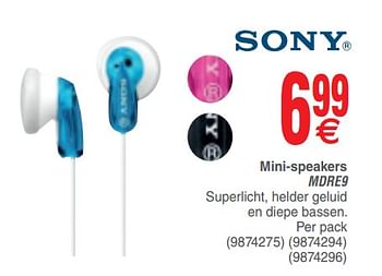 Promotions Mini-speakers mdre9 - Sony - Valide de 19/06/2018 à 02/07/2018 chez Cora