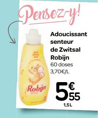Promoties Adoucissant senteur de zwitsal robijn - Robijn - Geldig van 20/06/2018 tot 02/07/2018 bij Carrefour