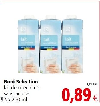 Promoties Boni selection lait demi-écrémé sans lactose - Boni - Geldig van 20/06/2018 tot 03/07/2018 bij Colruyt