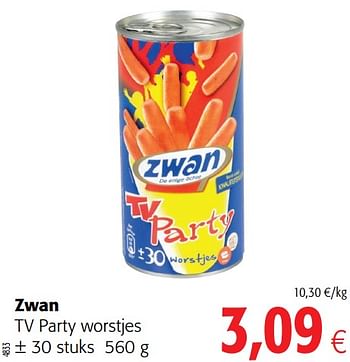 Promoties Zwan tv party worstjes - Zwan - Geldig van 20/06/2018 tot 03/07/2018 bij Colruyt