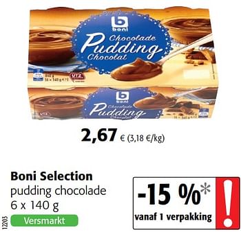 Promoties Boni selection pudding chocolade - Boni - Geldig van 20/06/2018 tot 03/07/2018 bij Colruyt