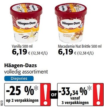 Promoties Häagen-dazs volledig assortiment - Haagen-Dazs - Geldig van 20/06/2018 tot 03/07/2018 bij Colruyt
