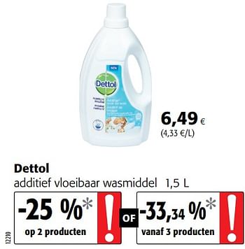 Promotions Dettol additief vloeibaar wasmiddel - Dettol - Valide de 20/06/2018 à 03/07/2018 chez Colruyt