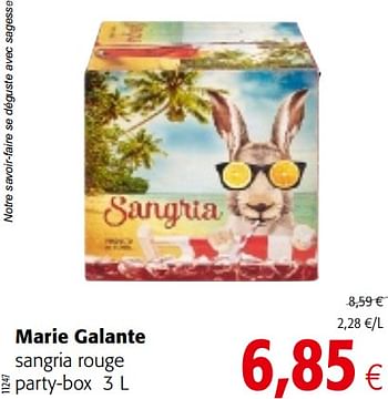 Promotions Marie galante sangria rouge party-box - Marie Galante - Valide de 20/06/2018 à 03/07/2018 chez Colruyt