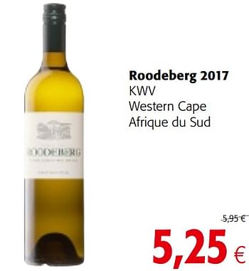 Promotions Roodeberg 2017 kwv western cape afrique du sud - Vins rosé - Valide de 20/06/2018 à 03/07/2018 chez Colruyt